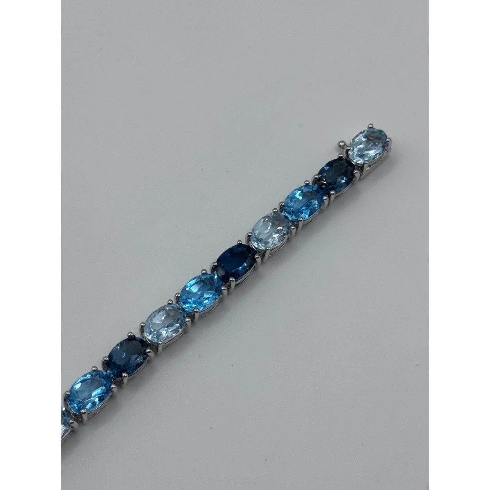 EMA Signed Sterling Silver Shades of Blue Tennis Bracelet